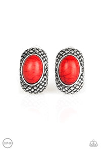 Bedrock Bombshell - Red Clip-On Earrings