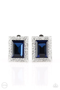 Crowned Couture- Blue Clip-on Earrings