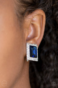Crowned Couture- Blue Clip-on Earrings