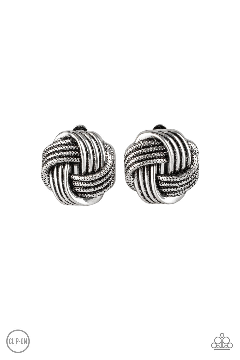 Noticeably Knotted - Silver Clip-on Earrings