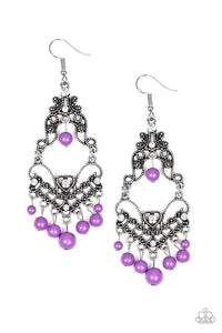 Colorfully Cabaret - Purple Earrings