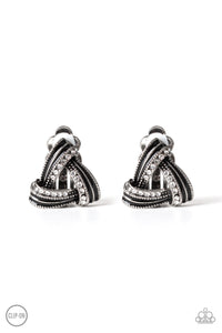 Twirling Twinkle - Black Clip on Earrings