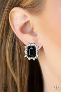 Prime Time Shimmer - Black Clip on Earrings