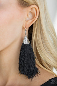 Tassel Temptress - Black Earrings