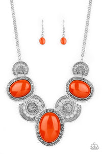 The Medallion-aire - Orange Necklace