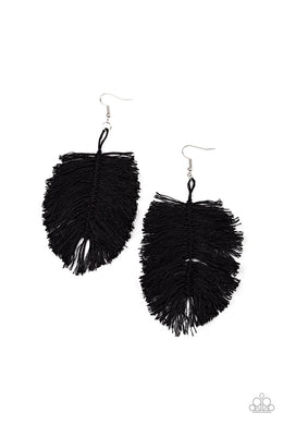 Hanging by a Thread - Black Earrings