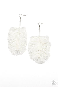 Hanging by a Thread - White Earrings