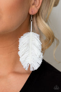 Hanging by a Thread - White Earrings