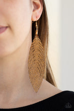 Load image into Gallery viewer, Feather Fantasy - Gold Earrings