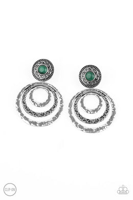 Bare Your Soul - Green Clip on Earrings