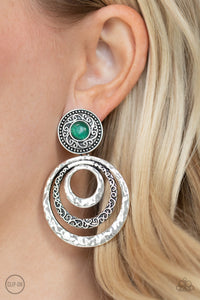 Bare Your Soul - Green Clip on Earrings