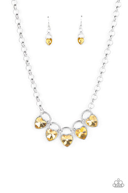 HEART On Your Heels - Yellow Necklace