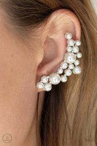 Metro Makeover - White Ear Crawler Earrings