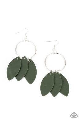 Leafy Laguna - Green Earrings