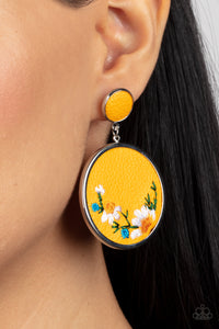 Embroidered Gardens - Yellow Earrings