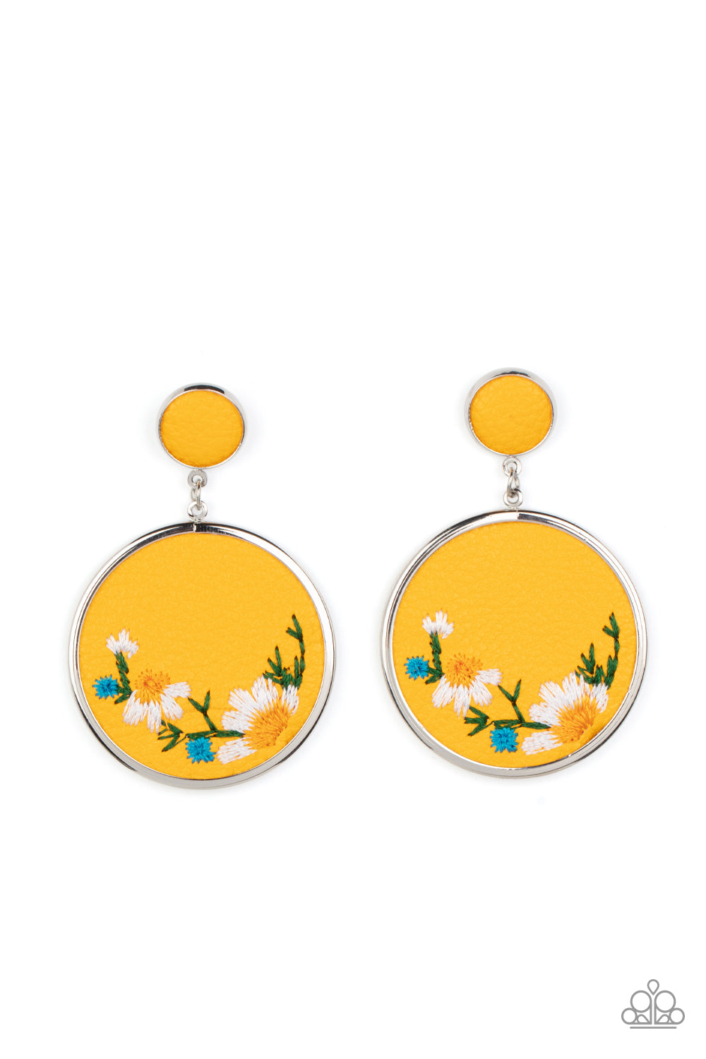 Embroidered Gardens - Yellow Earrings