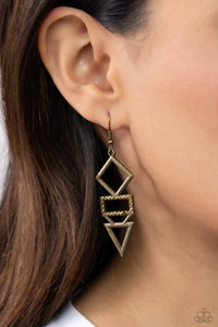 Glamorously Geometric - Brass Earrings