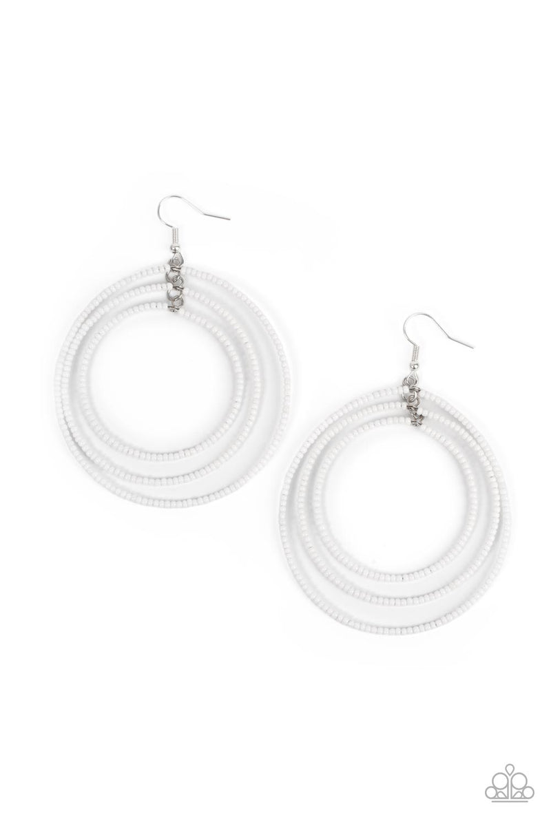 Colorfully Circulating - White Earrings