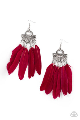 Plume Paradise - Red Earrings