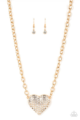 Heartbreakingly Blingy - Gold Necklace