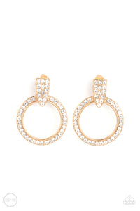 Sparkle at Your Service - Gold Clip On Earrings