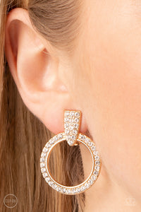 Sparkle at Your Service - Gold Clip On Earrings