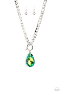 Edgy Exaggeration - Green Necklace