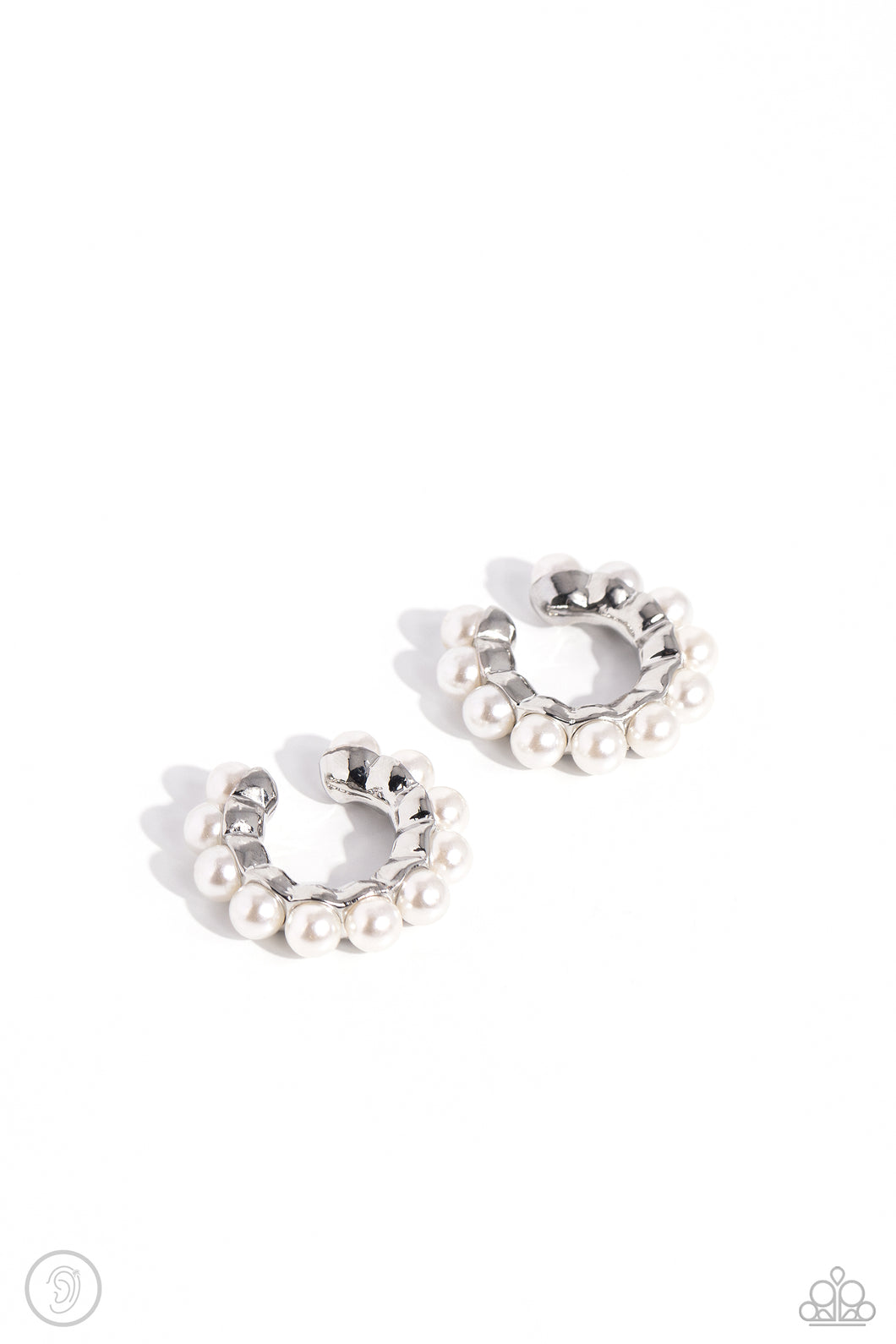 Popular Pearls - White Hugger Earrings