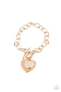 Heartbeat Bedazzle- Gold Bracelet