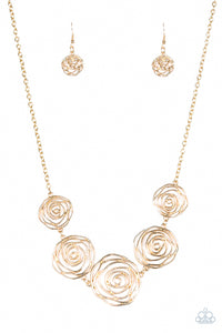Rosy Rosette - Gold Necklace